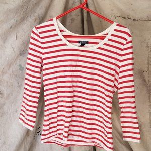 American Living Red and White Striped Long sleeve Blouse - Medium